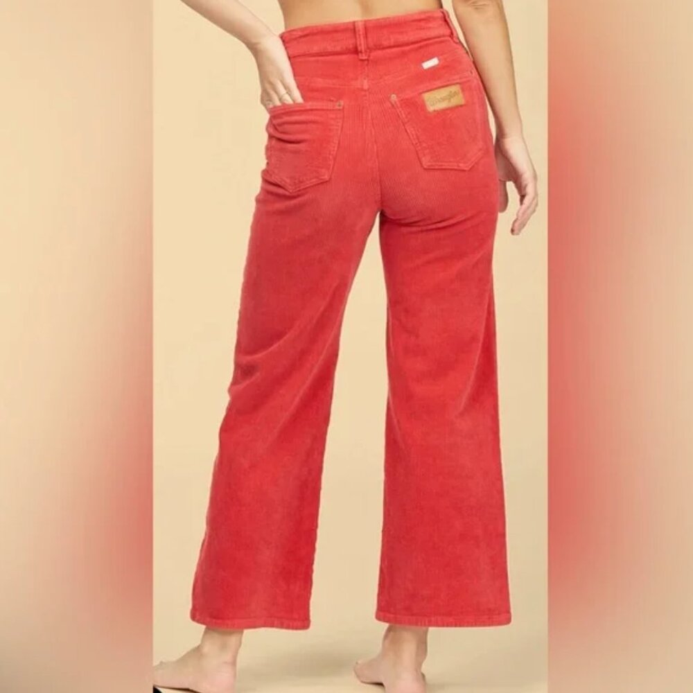 BILLABONG x Wrangler The Retro Red Corduroy High Waisted Pants Straight Leg 28 - Picture 1 of 6